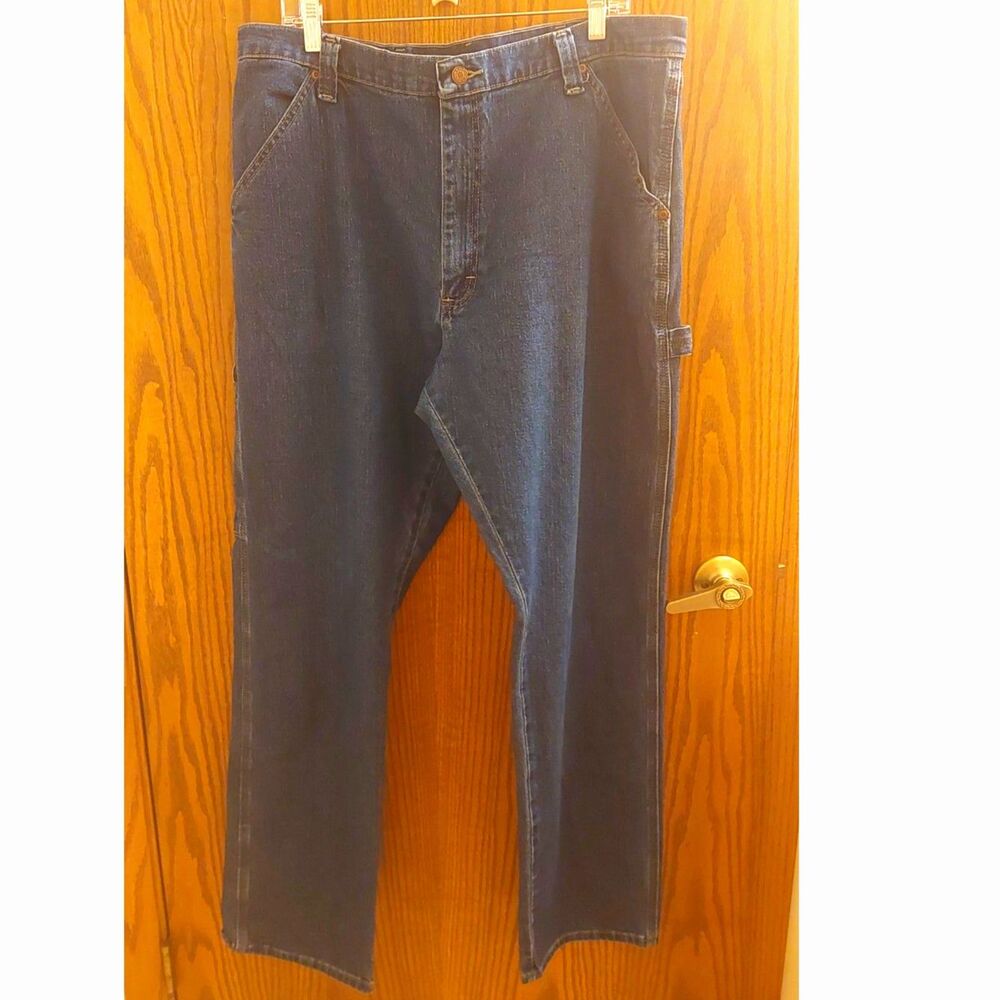 Wrangler Carpenter Jeans Mens 36x34 Blue Denim Workwear Utility Relaxed Fit